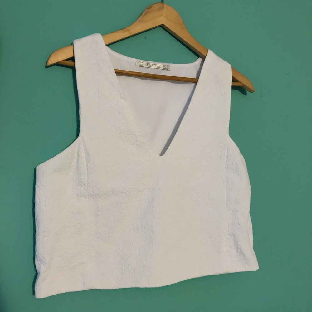 Zara white cotton crop top